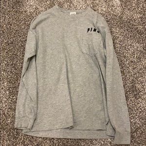 XS PINK grey shirt with floral print on back